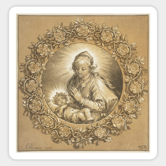 Virgin Mary Christmas Nativity Baby Jesus Vintage Sticker by opptop